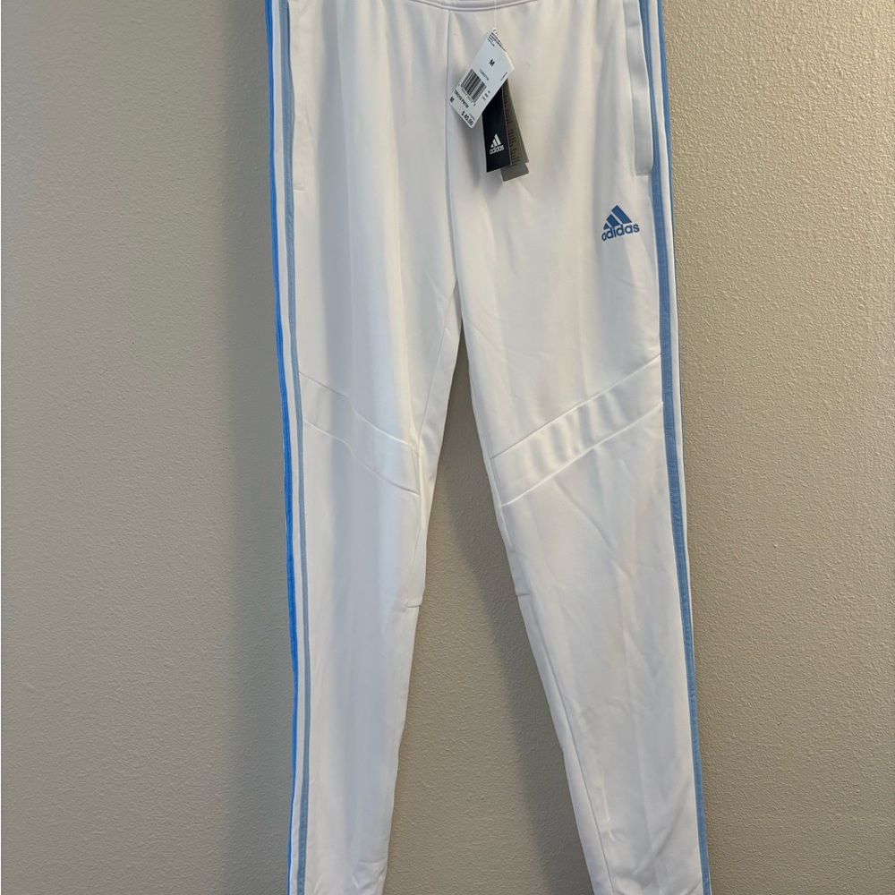 Adidas Women’s White Track Pants with Blue Accents